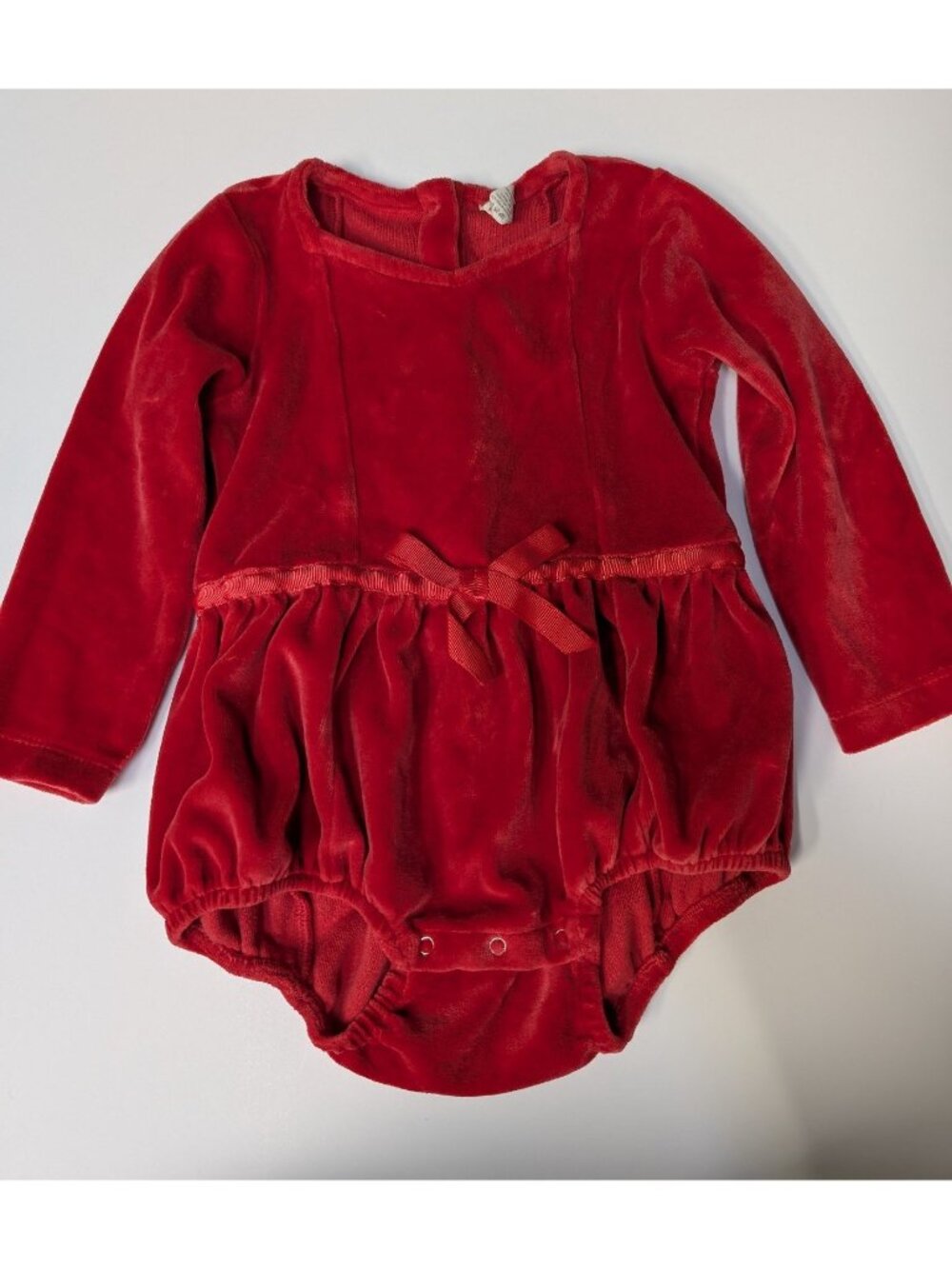 Kate Quinn Organic Cotton Velour Skinny Bow Bubble Cardinal Red 2T Long Sleeve